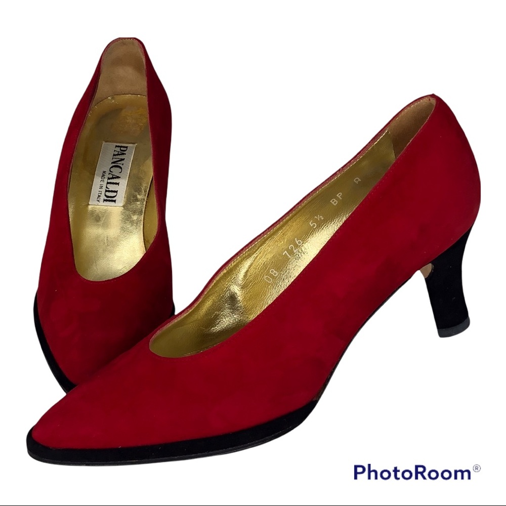 Vintage Pancaldi Red Suede Shoes Size 5 1/2B